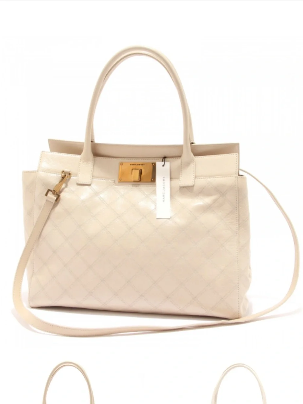NWOT MARC JACOBS LARGE BUDDY PELLE BEIGE LEATHER VINTAGE EFFECT BAG WOMAN